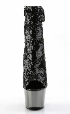 Pleaser ADORE-1008SQ Black / Pewter Ankle Boots