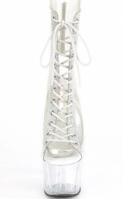 Pleaser ADORE-1016C-2 Clear Rhinestone Ankle Boots Pole Shoes