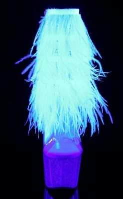 Pleaser Pole Shoes ADORE-1017MFF White Marabou / Clear Ankle Boots