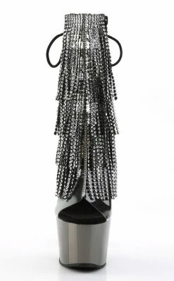 Pleaser ADORE-1017RSF Black / Pewter Ankle Boots
