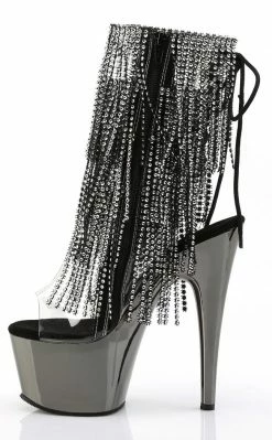 Pleaser ADORE-1017RSF Black / Pewter Ankle Boots