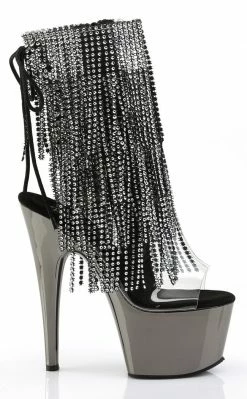 Pleaser ADORE-1017RSF Black / Pewter Ankle Boots