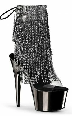 Pleaser ADORE-1017RSF Black / Pewter Ankle Boots