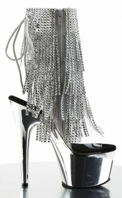 Pleaser Pole Shoes ADORE-1017RSF Silver Ankle Boots