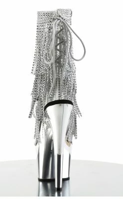 Pleaser Pole Shoes ADORE-1017RSF Silver Ankle Boots