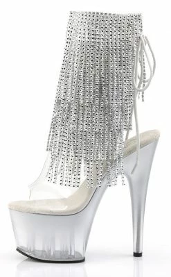 Pleaser ADORE-1017RSFT Silver Ankle Boots Pole Shoes
