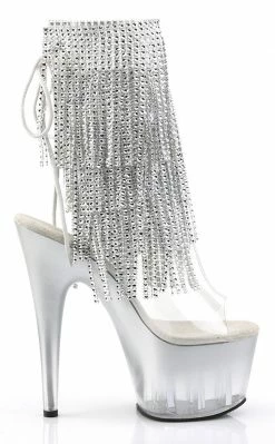 Pleaser ADORE-1017RSFT Silver Ankle Boots Pole Shoes