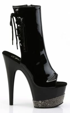 Pleaser ADORE-1018-3 Blk/Blk-Pewter RS Ankle Boots Pole Shoes