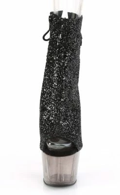 Pleaser ADORE-1018 Black Glitter/Smoke Tint Heels Pole Shoes