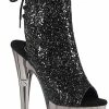 Pleaser ADORE-1018 Black Glitter/Smoke Tint Heels Pole Shoes