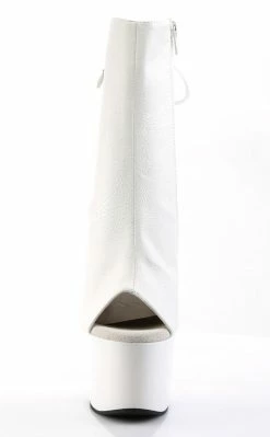 Pleaser Pole Shoes ADORE-1018 White Faux Leather Ankle Boots