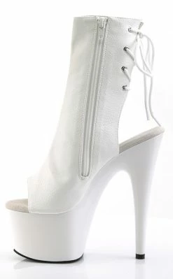 Pleaser Pole Shoes ADORE-1018 White Faux Leather Ankle Boots