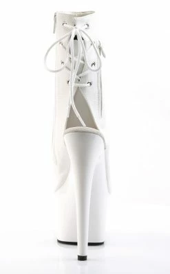 Pleaser Pole Shoes ADORE-1018 White Faux Leather Ankle Boots