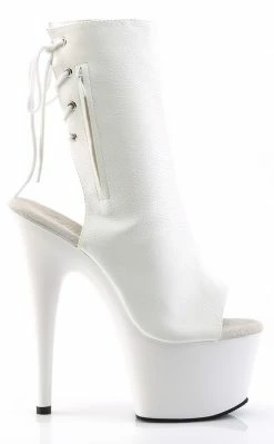 Pleaser Pole Shoes ADORE-1018 White Faux Leather Ankle Boots