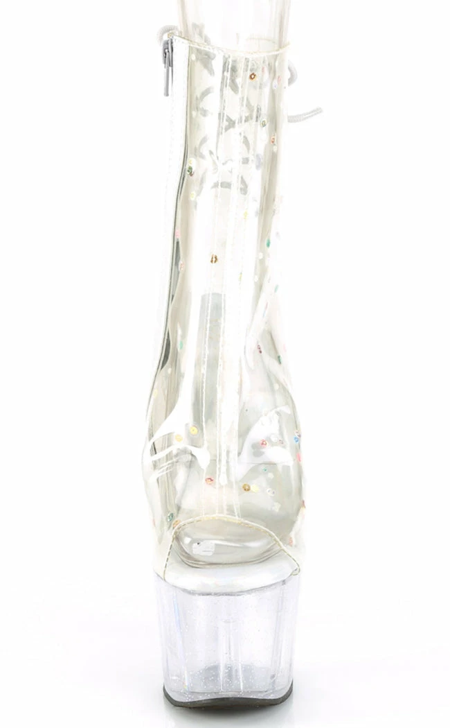Pleaser Pole Shoes ADORE-1018C-2 Clear Glitter Ankle Boots 4 Pleaser Pole Shoes ADORE-1018C-2 Clear Glitter Ankle Boots