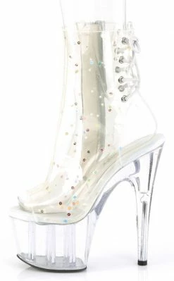 Pleaser Pole Shoes ADORE-1018C-2 Clear Glitter Ankle Boots 9 Pleaser Pole Shoes ADORE-1018C-2 Clear Glitter Ankle Boots