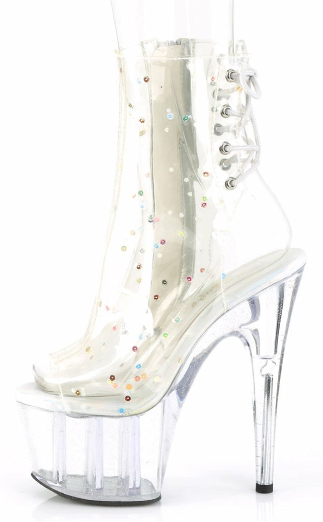 Pleaser Pole Shoes ADORE-1018C-2 Clear Glitter Ankle Boots 5 Pleaser Pole Shoes ADORE-1018C-2 Clear Glitter Ankle Boots