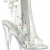 Pleaser Pole Shoes ADORE-1018C-2 Clear Glitter Ankle Boots