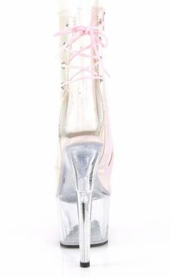 Pleaser ADORE-1018C-2 Clear/Pink Glitter Ankle Boots