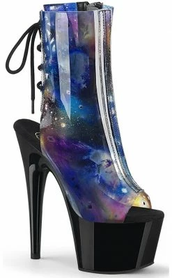 Pleaser Pole Shoes ADORE-1018C-COSMOS Blue-Purple Ankle Galaxy Boots