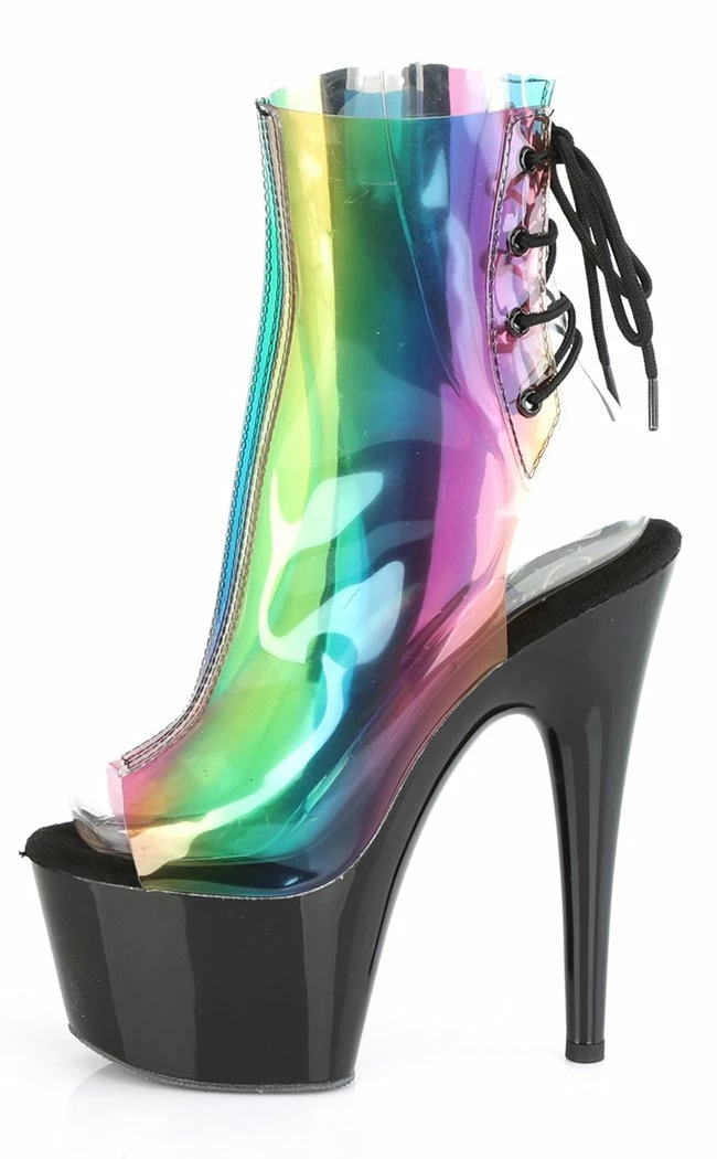 Pleaser ADORE-1018C-RB Translucent Rainbow Ankle Boots 5 Pleaser ADORE-1018C-RB Translucent Rainbow Ankle Boots