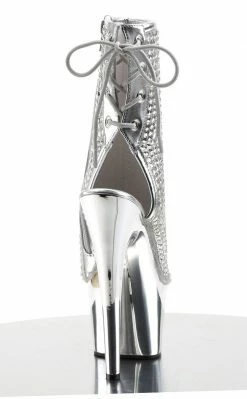 Pleaser Pole Shoes ADORE-1018DCS Silver Chrome Ankle Boots