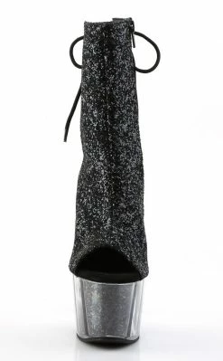 Pleaser Pole Shoes ADORE-1018G Black Glitter Ankle Boots
