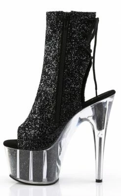 Pleaser Pole Shoes ADORE-1018G Black Glitter Ankle Boots