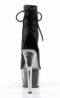 Pleaser Pole Shoes ADORE-1018G Black Glitter Ankle Boots
