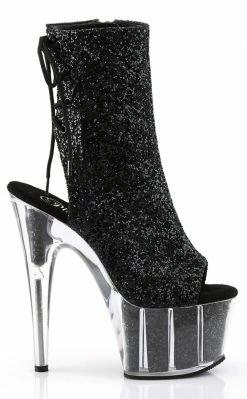 Pleaser Pole Shoes ADORE-1018G Black Glitter Ankle Boots