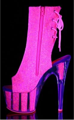 Pleaser ADORE-1018G Neon Pink Glitter Ankle Boots Pole Shoes