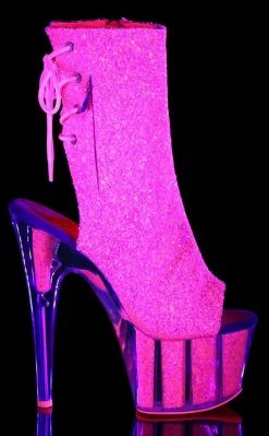Pleaser ADORE-1018G Neon Pink Glitter Ankle Boots Pole Shoes