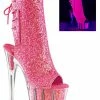 Pleaser ADORE-1018G Neon Pink Glitter Ankle Boots Pole Shoes
