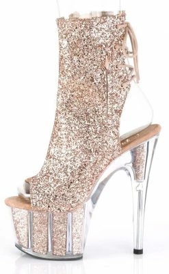 Pleaser ADORE-1018G Rose Gold Glitter Ankle Boots Pole Shoes