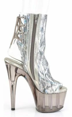 Pleaser ADORE-1018HCT Silver Hologram/Smoke Tinted Ankle Boots Pole Shoes 11 Pleaser ADORE-1018HCT Silver Hologram/Smoke Tinted Ankle Boots Pole Shoes