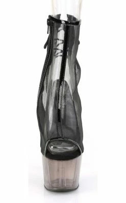 Pleaser ADORE-1018MSHT Black Patent Mesh/Smoke Tinted Boots