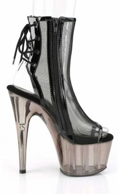 Pleaser ADORE-1018MSHT Black Patent Mesh/Smoke Tinted Boots