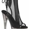 Pleaser ADORE-1018MSHT Black Patent Mesh/Smoke Tinted Boots