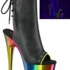 Pleaser ADORE-1018RC-02 Black Matte/Rainbow Chrome Ankle Boots