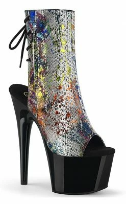 Pleaser ADORE-1018SP Multi Snake Print Ankle Boots Pole Shoes