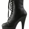Pleaser Pole Shoes ADORE-1020 Black Matte Ankle Boots
