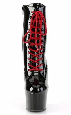Pleaser ADORE-1020 Black Patent/Red Ankle Boots