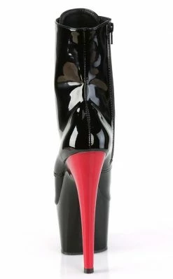 Pleaser ADORE-1020 Black Patent/Red Ankle Boots