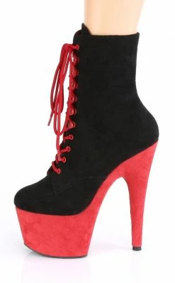Pleaser ADORE-1020 Black & Red Suede Boots