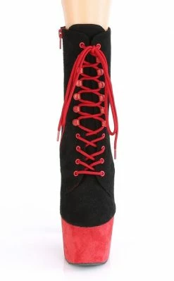 Pleaser ADORE-1020 Black & Red Suede Boots