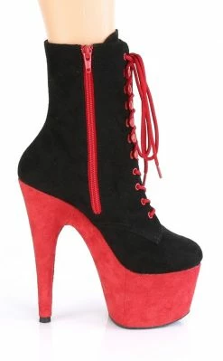 Pleaser ADORE-1020 Black & Red Suede Boots
