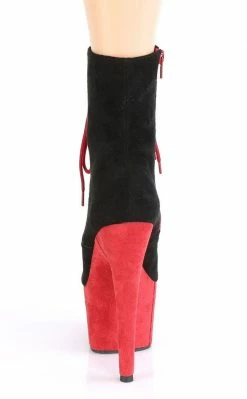 Pleaser ADORE-1020 Black & Red Suede Boots