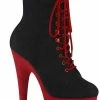 Pleaser ADORE-1020 Black & Red Suede Boots