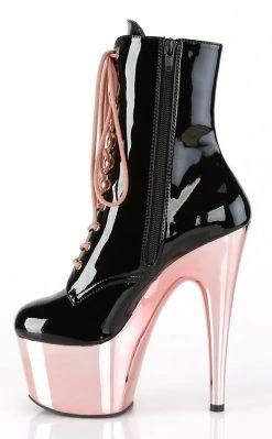 Pleaser Pole Shoes ADORE-1020 Black & Rose Gold Ankle Boots