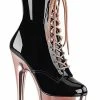 Pleaser Pole Shoes ADORE-1020 Black & Rose Gold Ankle Boots